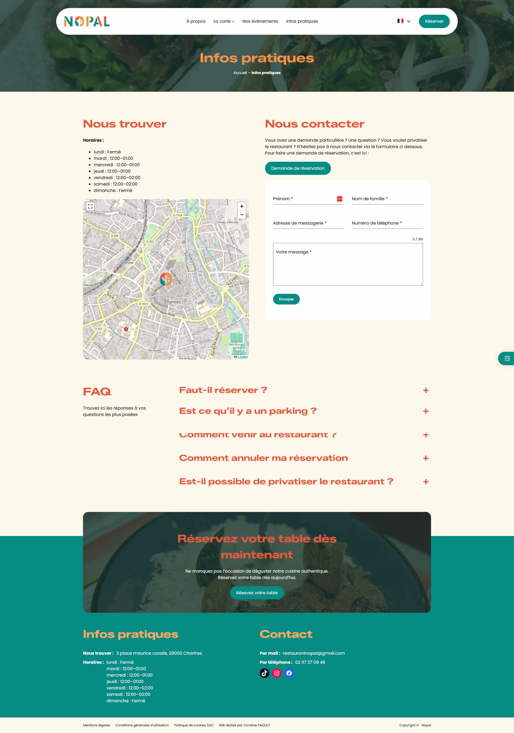 Page infos pratiques