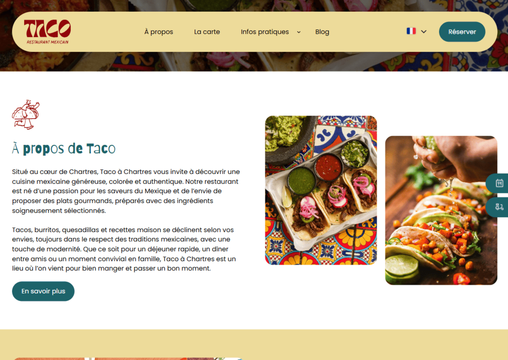Aperçu site internet restaurant mexicain modules présentation - Création site restaurant